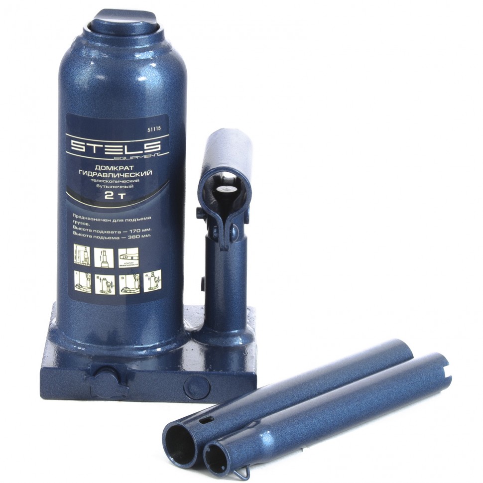 Cric hidraulic auto - butelie telescopic 2 t, ridicare H 170-380 mm// Stels